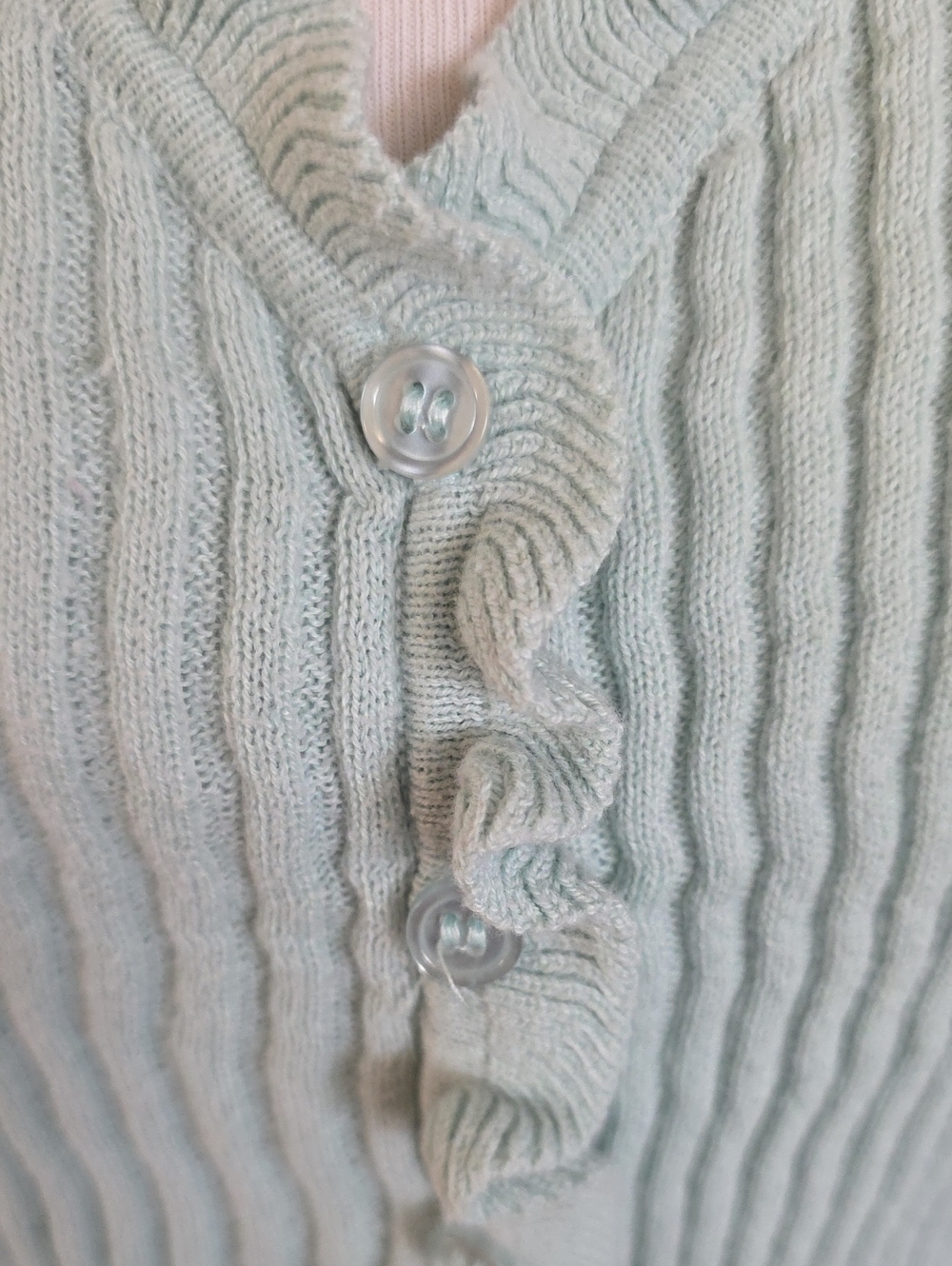 Sleeveless V-Neck Ruffle Ribbed Tank Top - Mint Green - Picture 3 of 6